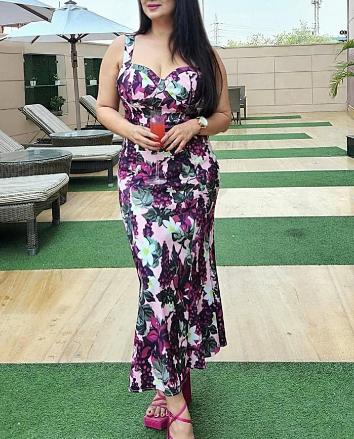 Floral Fishtail Sleeveless Midi Dress Secondary image