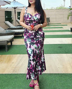 Floral Fishtail Sleeveless Midi Dress