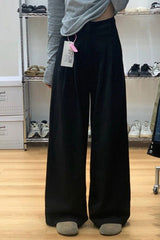 Ruched Textured White High Waist Wide Leg Pants