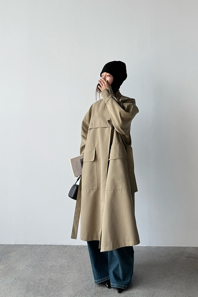 Vintage Lapel Long British Slouchy Casual Overcoat Main image
