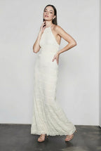 Open Back Ruched Stripe Tie Ruffle Maxi Vacation Dress