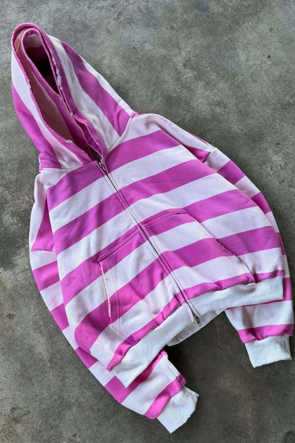 Contrast Stripe Zip Front Cropped Hoodie Secondary image