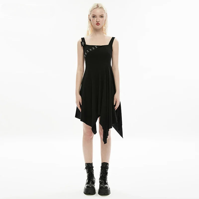 Gothic Daily Square Collar Detachable Rose Medal Brooch Asymmetrical Gothic Dress Main image