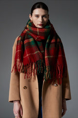 Plaid Fringe Christmas Scarf