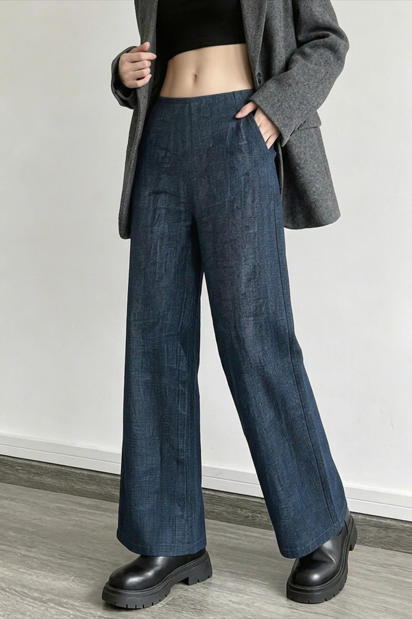 Linen Yarn Dyed Wide Leg Pants Secondary image