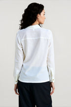 Linen Sheer Button Down Blouse