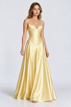 Satin Spaghetti Strap Flared Maxi Dress