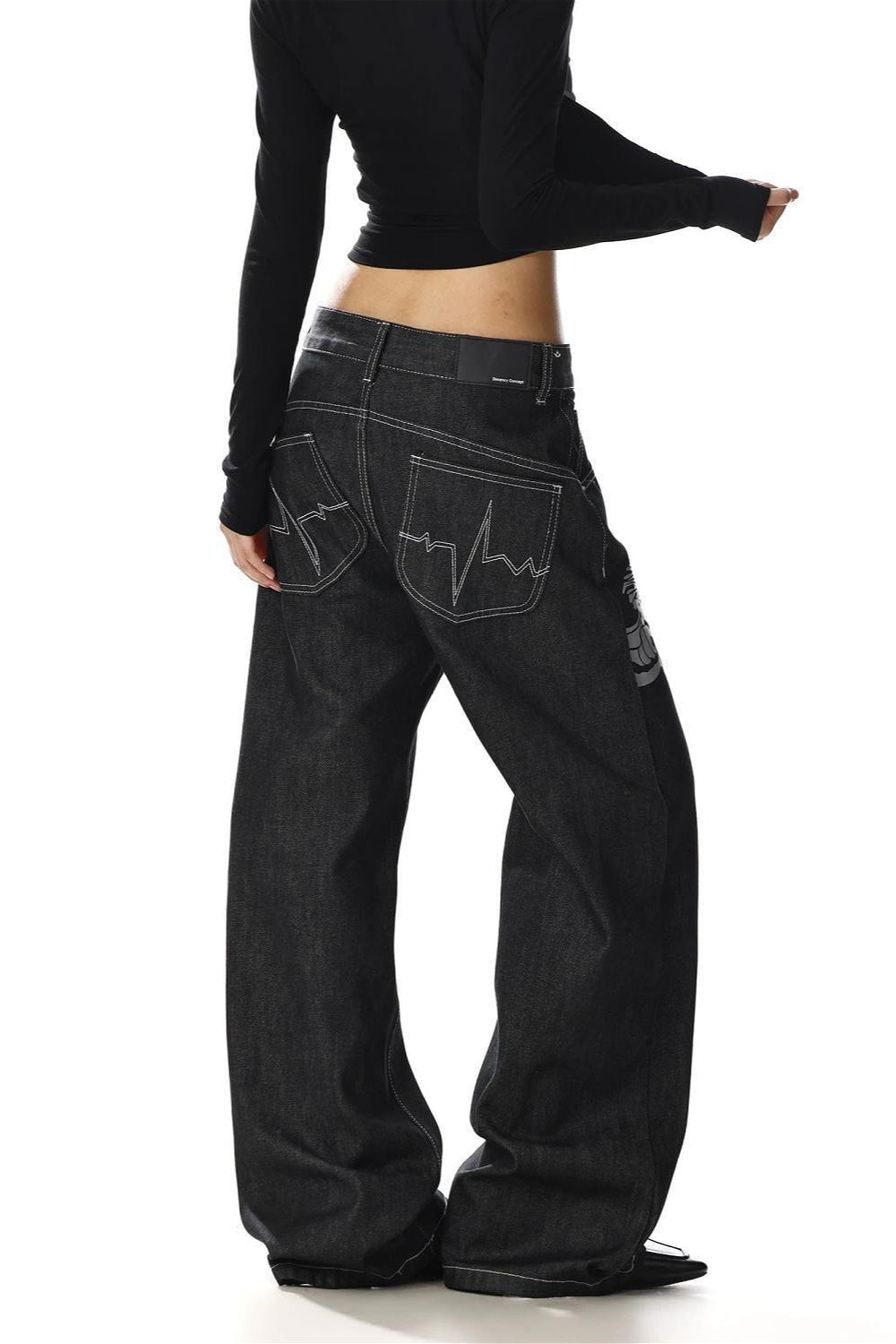 Horse Print Vintage Wide Leg Streetwear Jeans