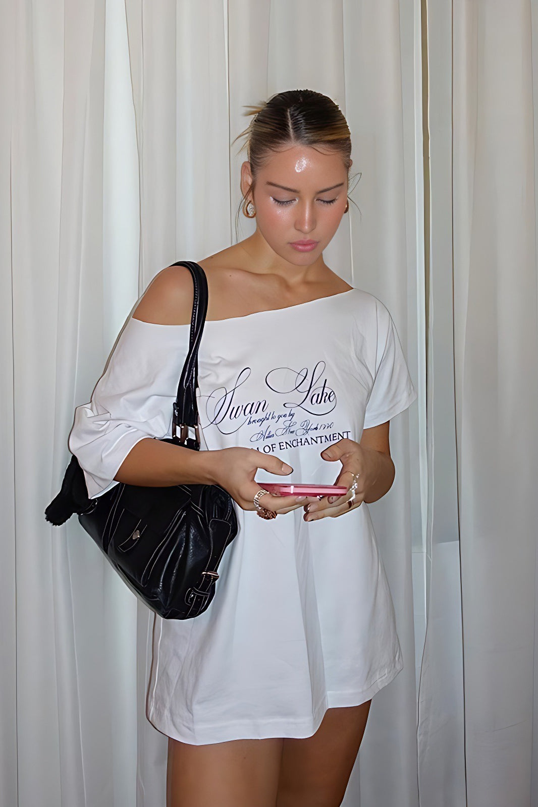 Letter Print One Shoulder T-Shirt Secondary image