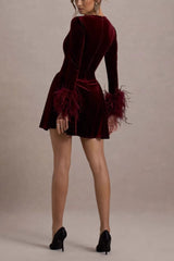 Sexy Elegant Solid Velvet Bodycon Cocktail Dress