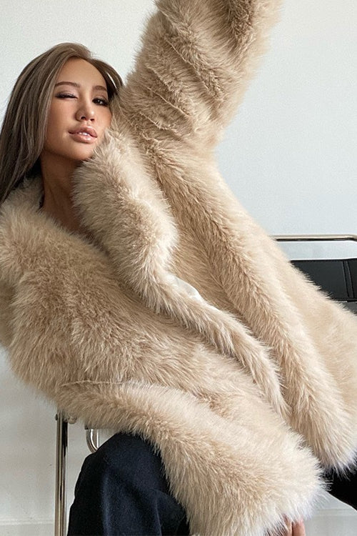 Faux Fox Fur Oversized Lapel Coat Main image