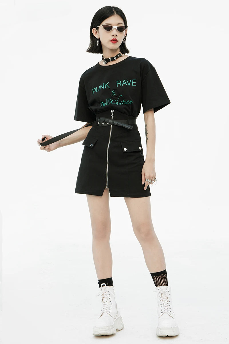 Women's Virtual Erosion High Waist Straight Denim Mini Playful Cute Youth Skirt Main image