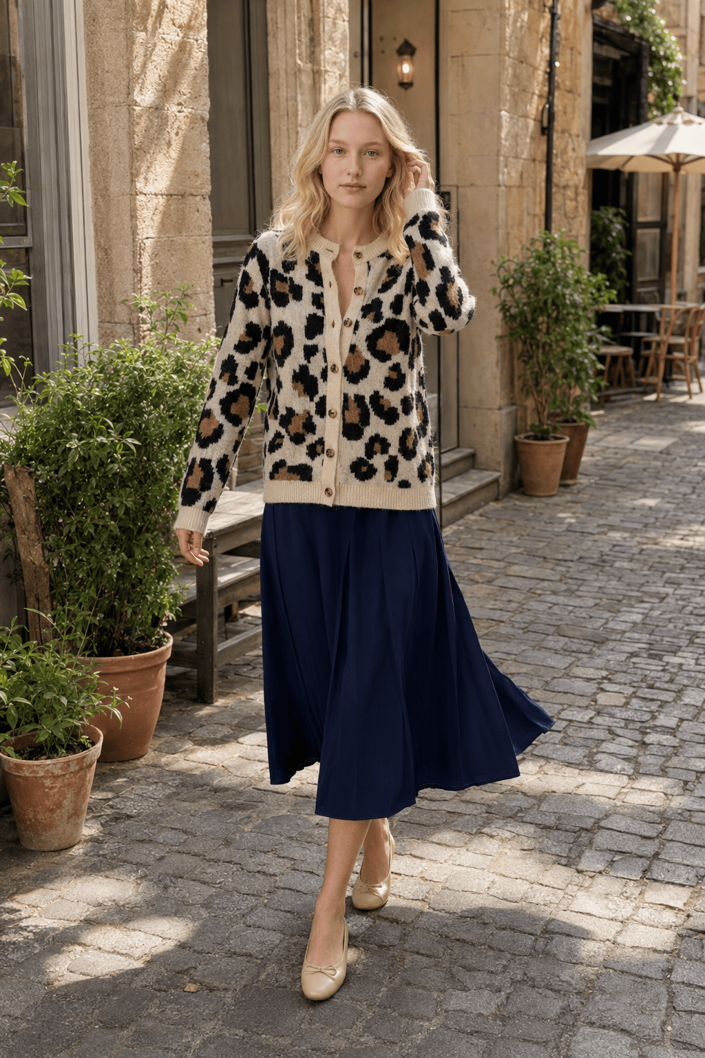 Vintage Leopard Print Knit Cardigan