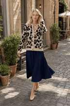 Vintage Leopard Print Knit Cardigan
