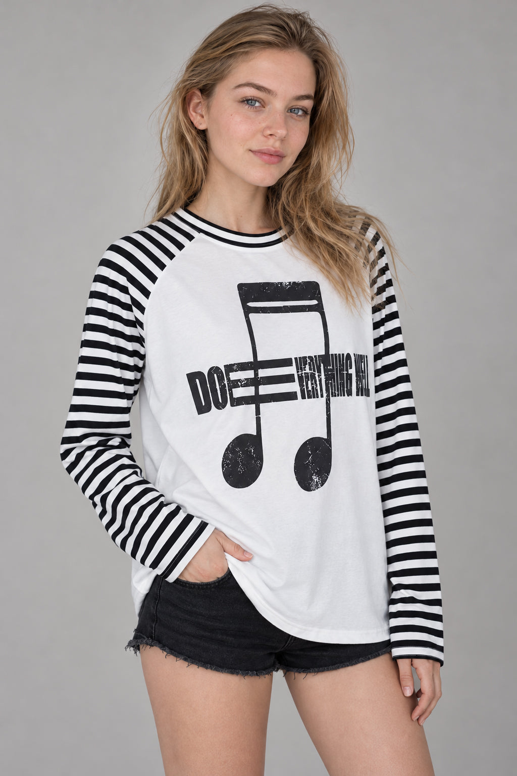Street Note Letter Print Striped T-shirt