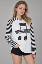 Street Note Letter Print Striped T-shirt