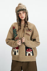 Casual Printed Slouchy Knit Top