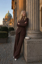 Casual V Neck Two Piece Blazer Pants Set