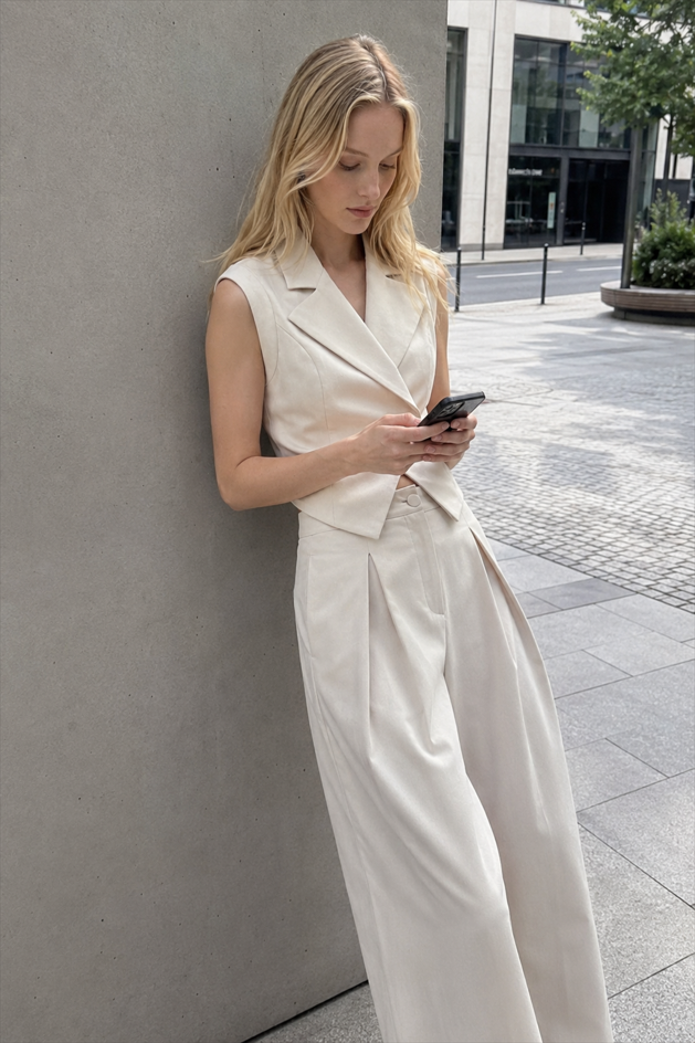Casual Sleeveless Two Piece Vest Pants Set Secondary image