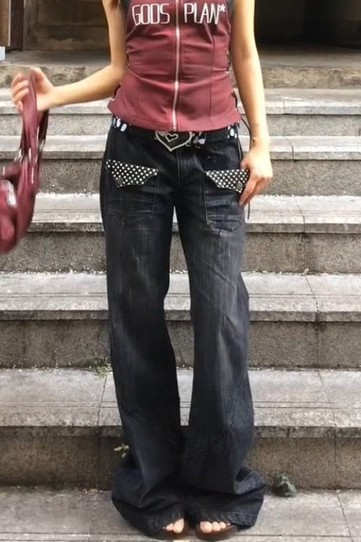 Washed Distressed Wide Leg Jeans Main image