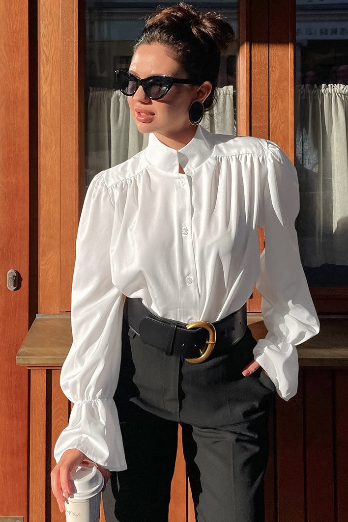 Mandarin Collar Puff Sleeve Blouse Main image