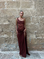 Lace Panel Spaghetti Strap Fitted Dress
