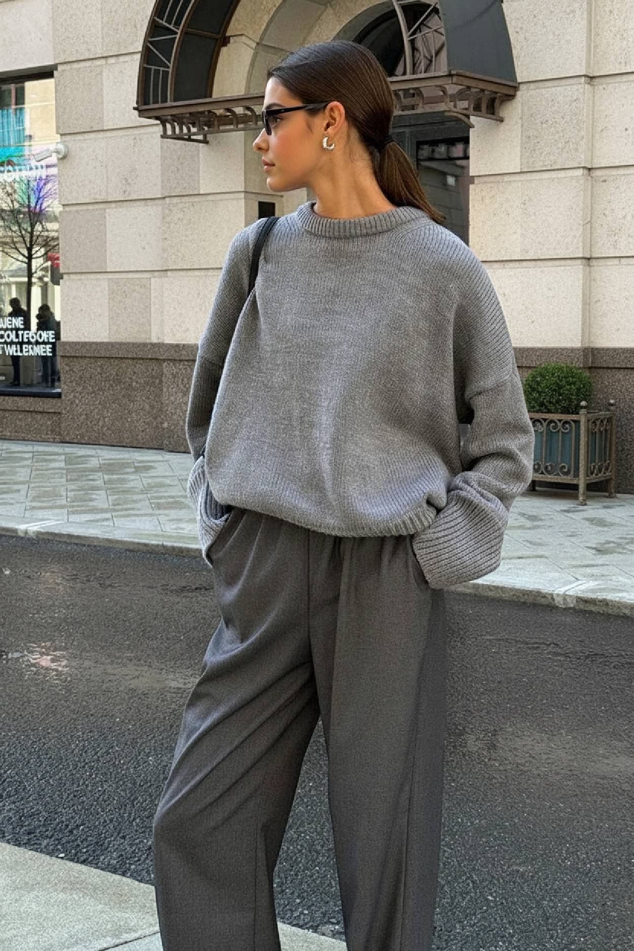 Solid Knit Crew Neck Sweater Main image