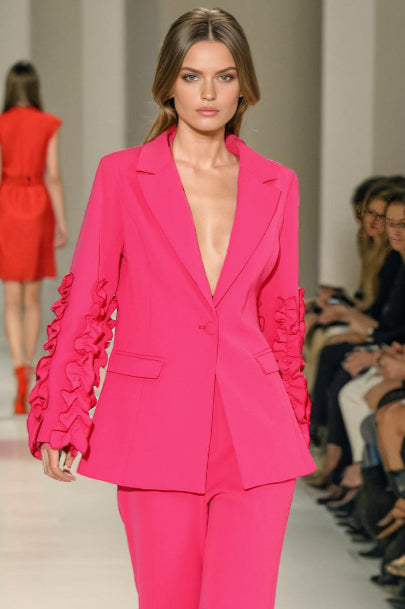 Ruffled Notched Long Sleeve Blazer Secondary image
