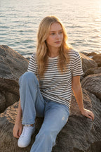 Striped Cotton Knitted Casual T-Shirt