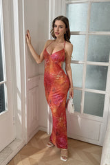 Print Low-Cut Slip Birthday Dress