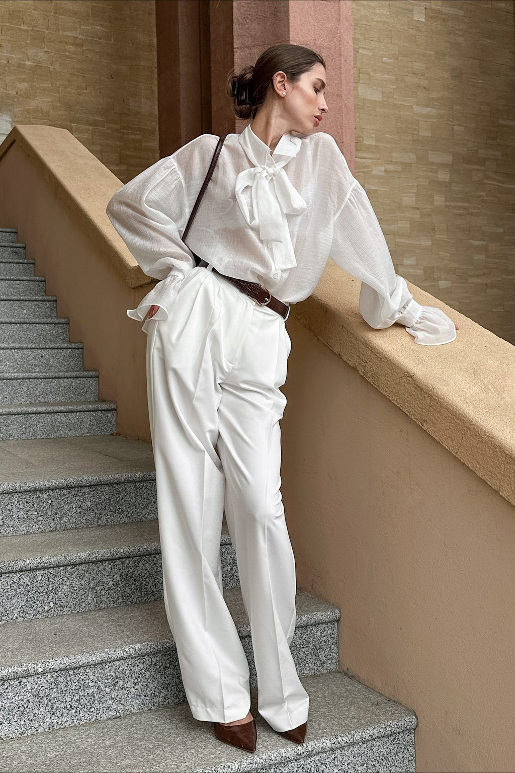Bow Tie Sheer Blouse