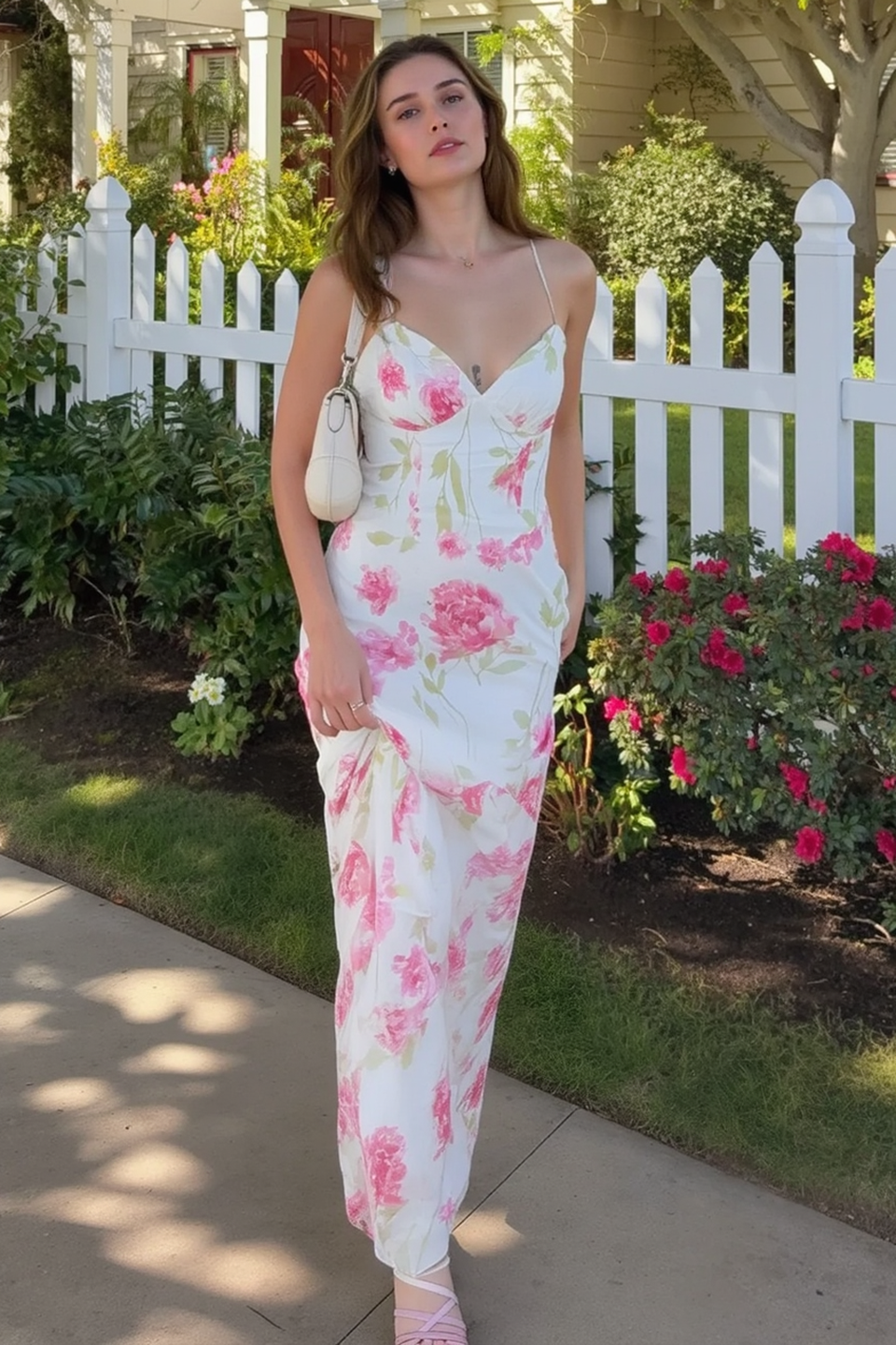 Floral Print Tie Back Vacation Maxi Slip Dress Main image