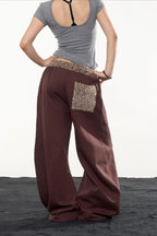 Star Leopard Embroidered Wide Leg Pants
