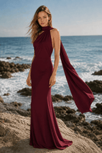 Backless Tie Detail Bodycon Prom Dress