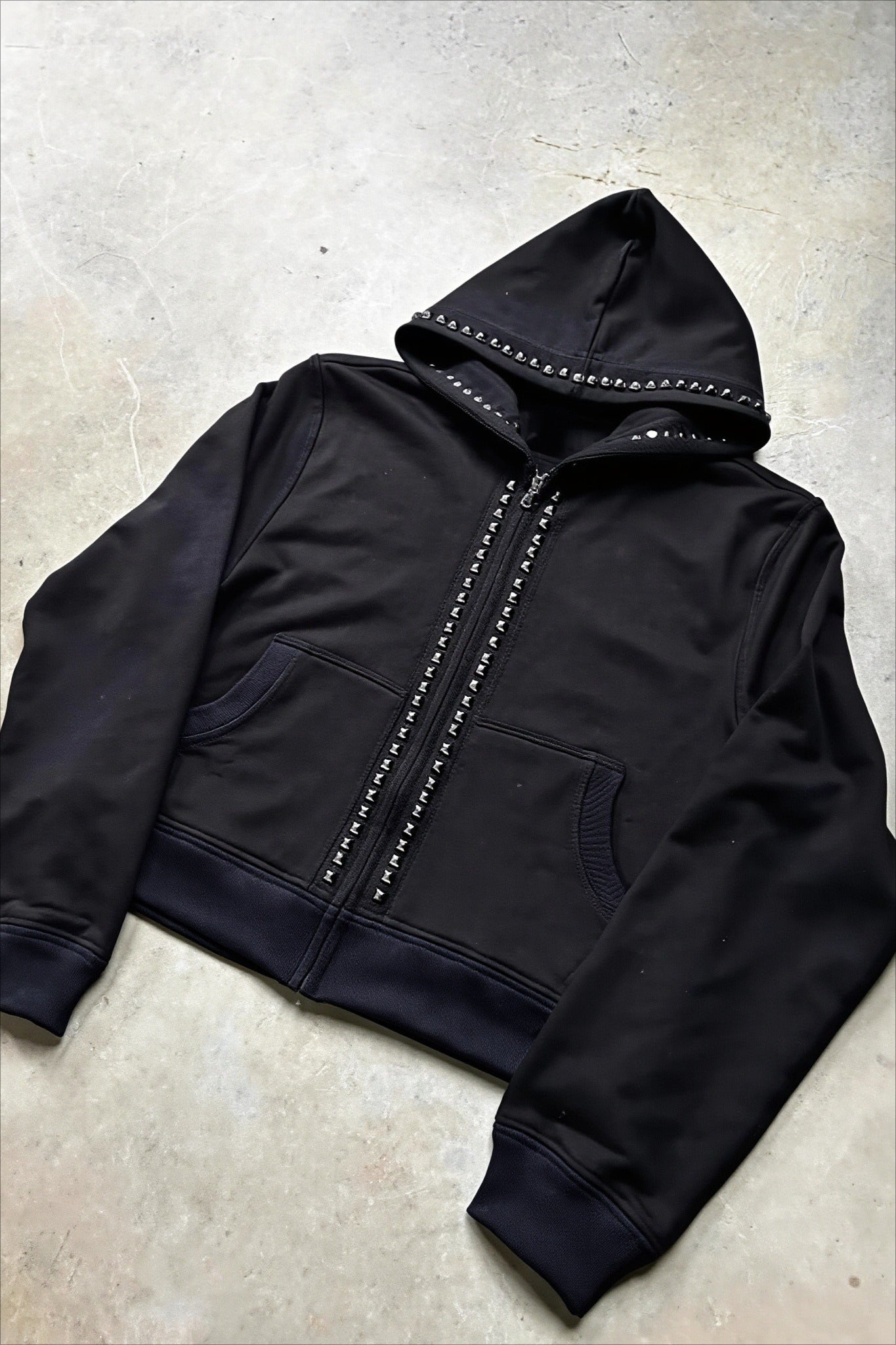 Unisex Studded Zip-Up Street Hoodie Secondary image