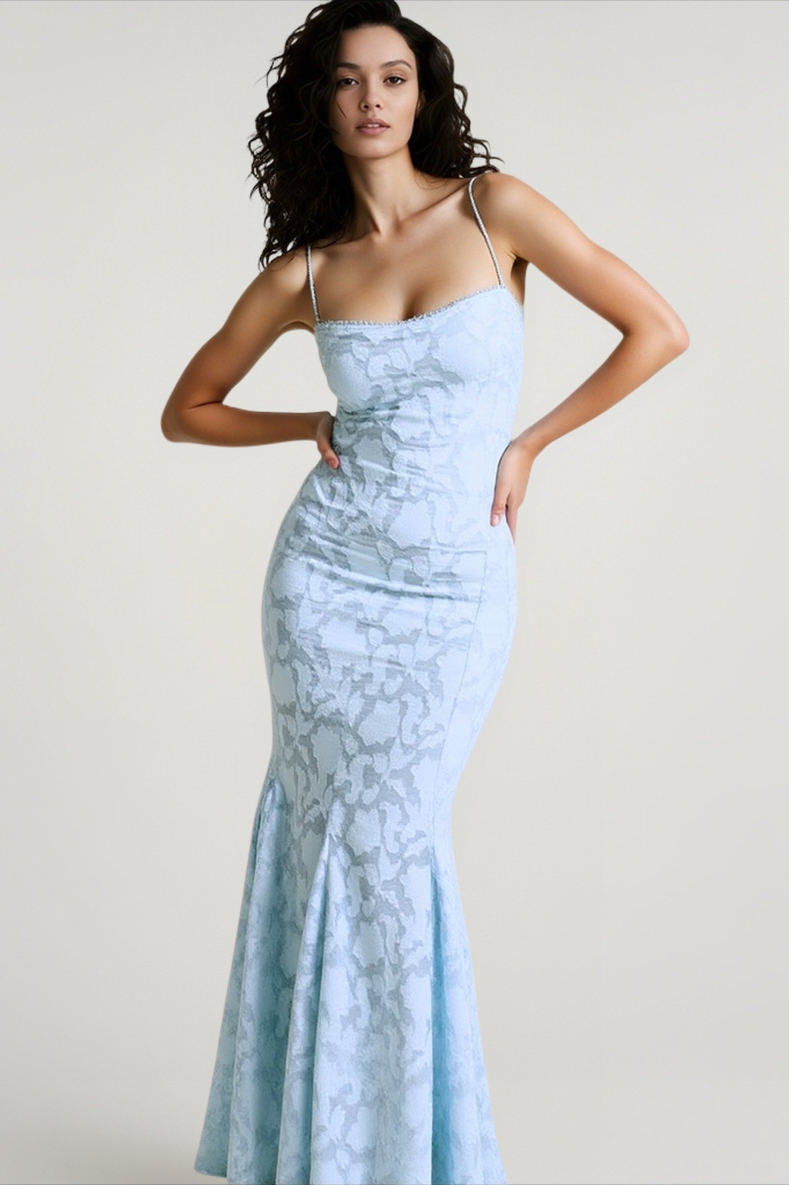 Tie Waist Sling Embroidered Mermaid Lace Dress Main image