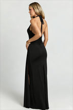 Deep V Halter Ruched Mermaid Party Dress