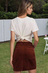 Corduroy Button Front Bodycon Mini Skirt