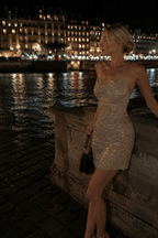Rhinestone Halter Party Mini Dress