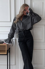 Single Breasted Heart Print Blouse