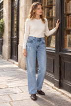 Basic Wash Straight Leg Boyfriend Jeans
