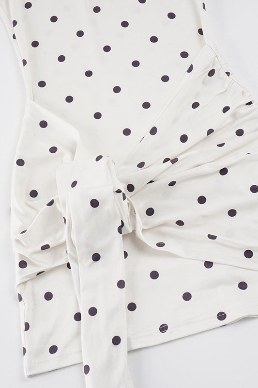 Polka Dot Tie Detail Fitted Mini Dress