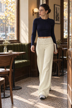 Foldover Polka Dot Wide Leg Pants