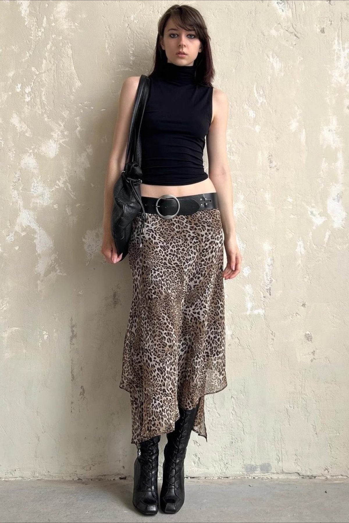 Leopard Print Sheer Mesh High Waist Skirt Secondary image