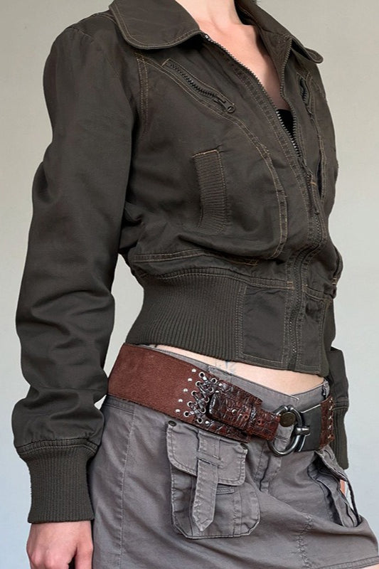 Retro Notch Collar Belted Jacket Main image