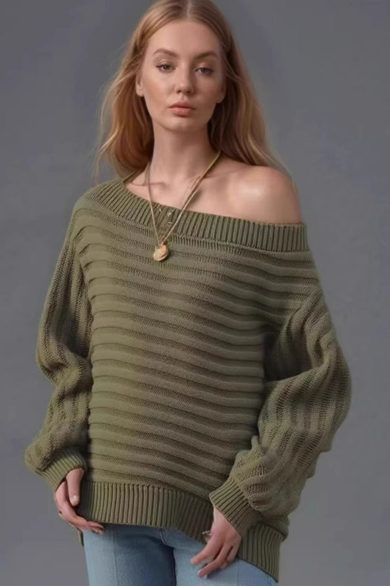 Textured One Shoulder Knit Sweater Secondary image