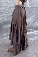 Vintage Asymmetric Hem Maxi Skirt