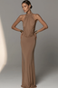 Pleated Halter Slit Slim Party Dress