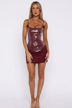 Sequin Camisole Ruched Bodycon Mini Party Dress