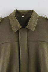 Suede Lapel Bomber Jacket